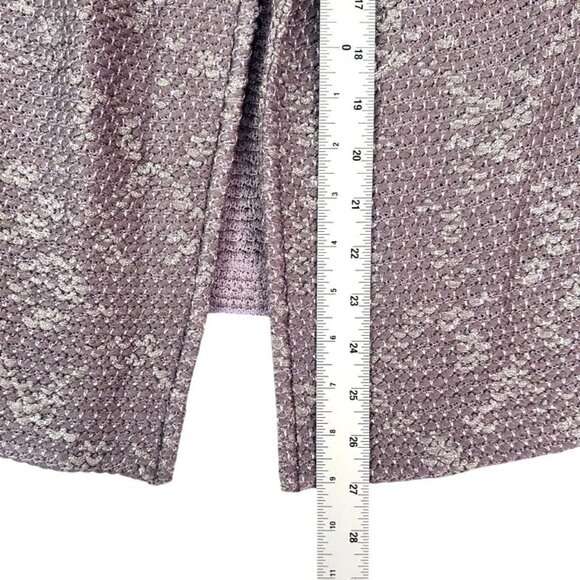 St. John Purple Metallic Textured Tweed Open Front Knit Blazer Jacket Size 12 - Picture 9 of 9